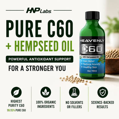 Heavenly C60 Hempseed Oil Drops – Organic Antioxidant Wellness Formula for Joint Support, Calm & Glowing Skin