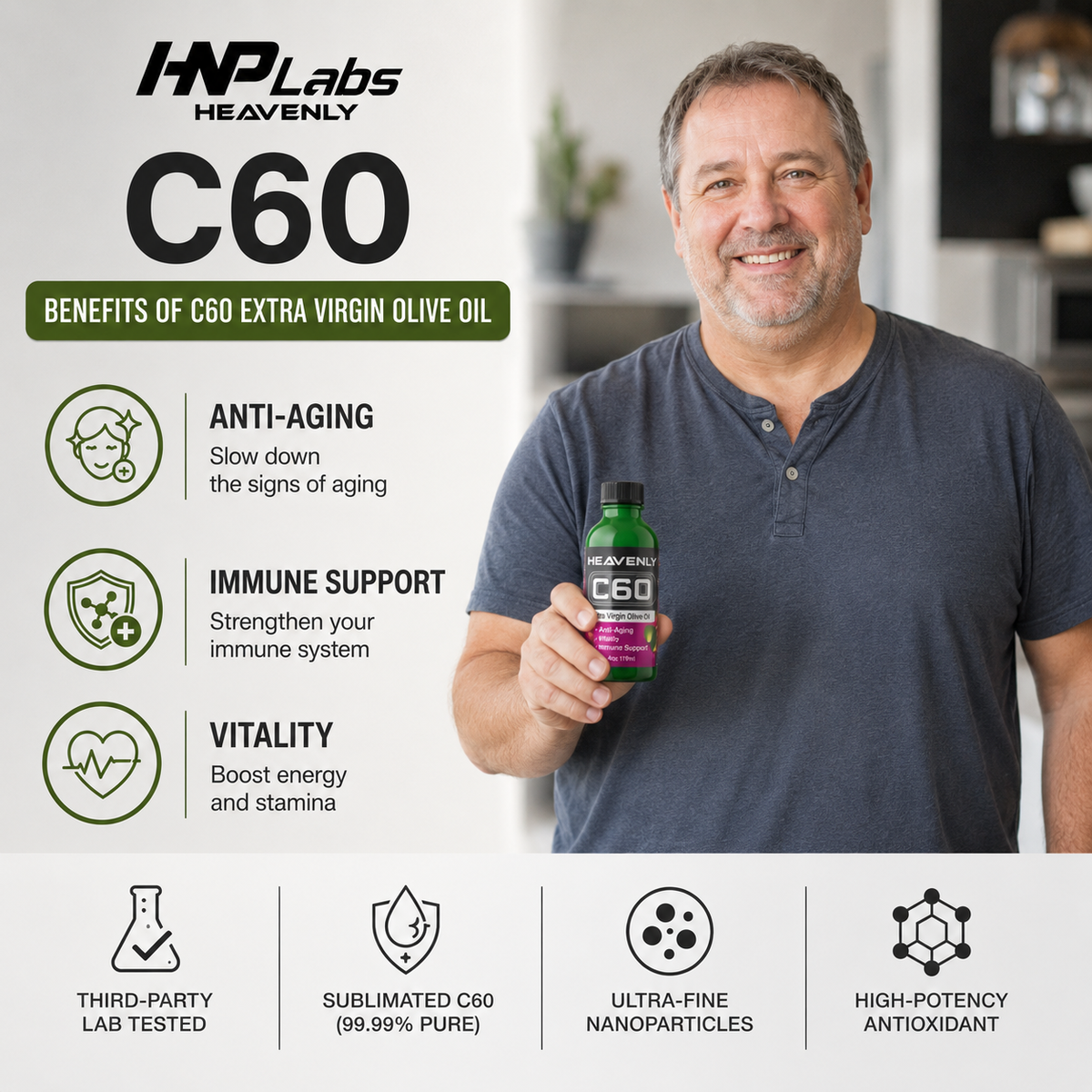 Heavenly C60 Olive Oil Drops – Organic Antioxidant Wellness Formula