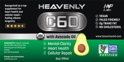 Heavenly C60 Avocado Oil Drops – Organic Antioxidant Wellness Formula