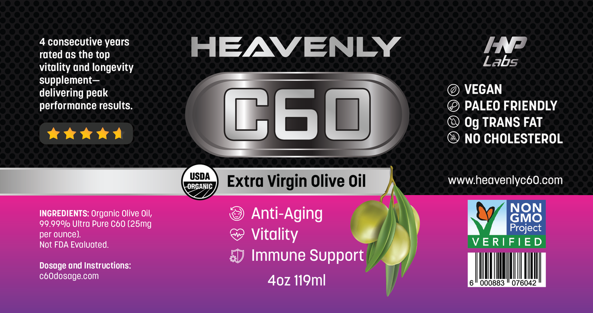 Heavenly C60 Olive Oil Drops – Organic Antioxidant Wellness Formula